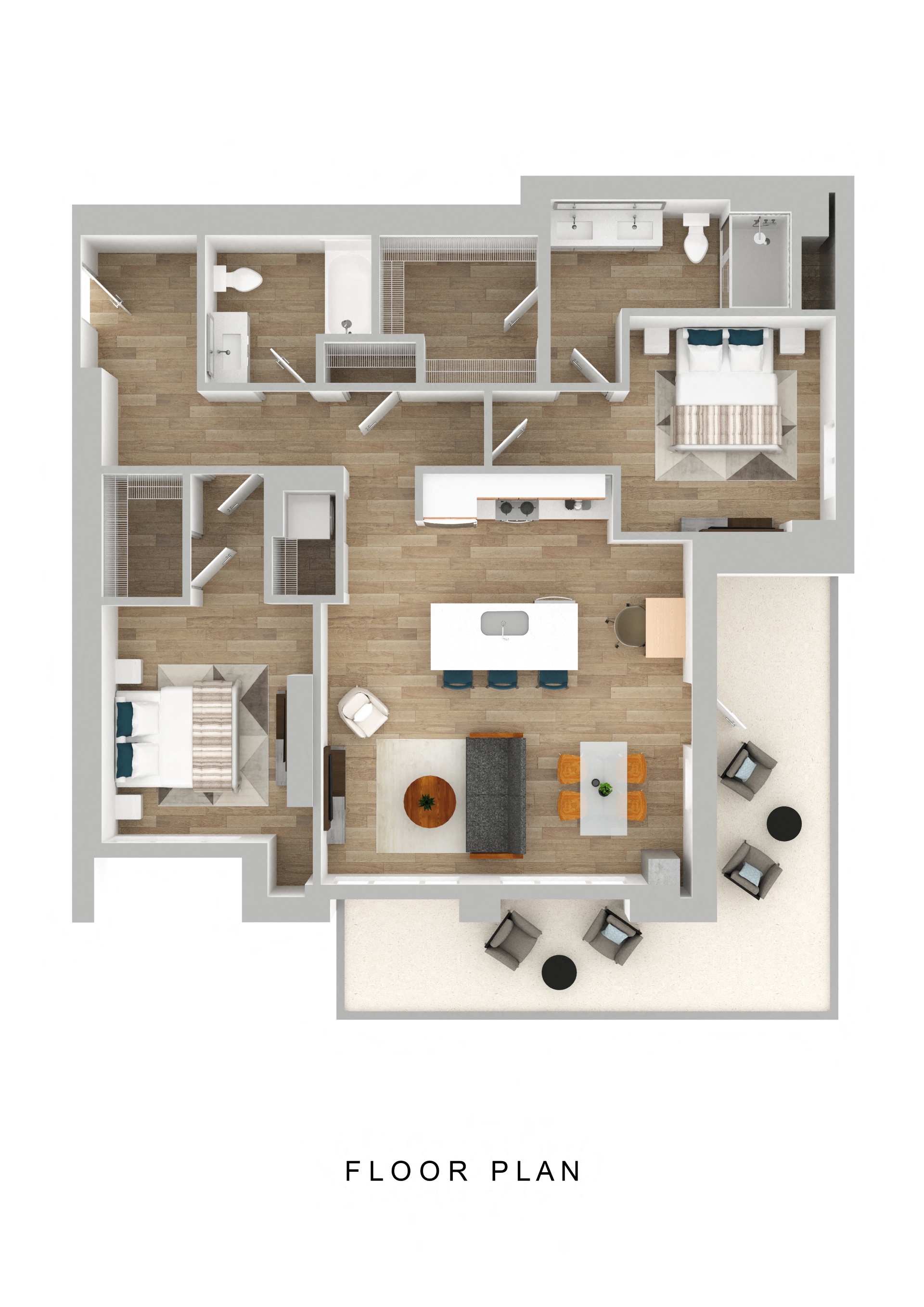 Henley Place Apartments in Milwaukie, Oregon 2x2 D Floor Plan